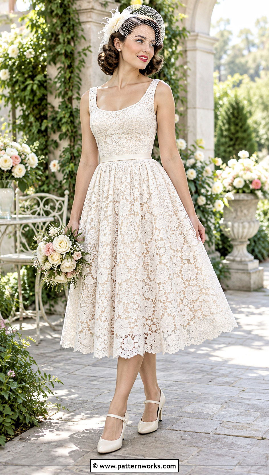 DIY Crochet Tea Length Wedding Dress With Mary Janes - 30 diy crochet wedding dress outfit ideas