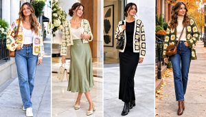 24 Daisy Granny Square Cardigan Outfit Ideas for Spring