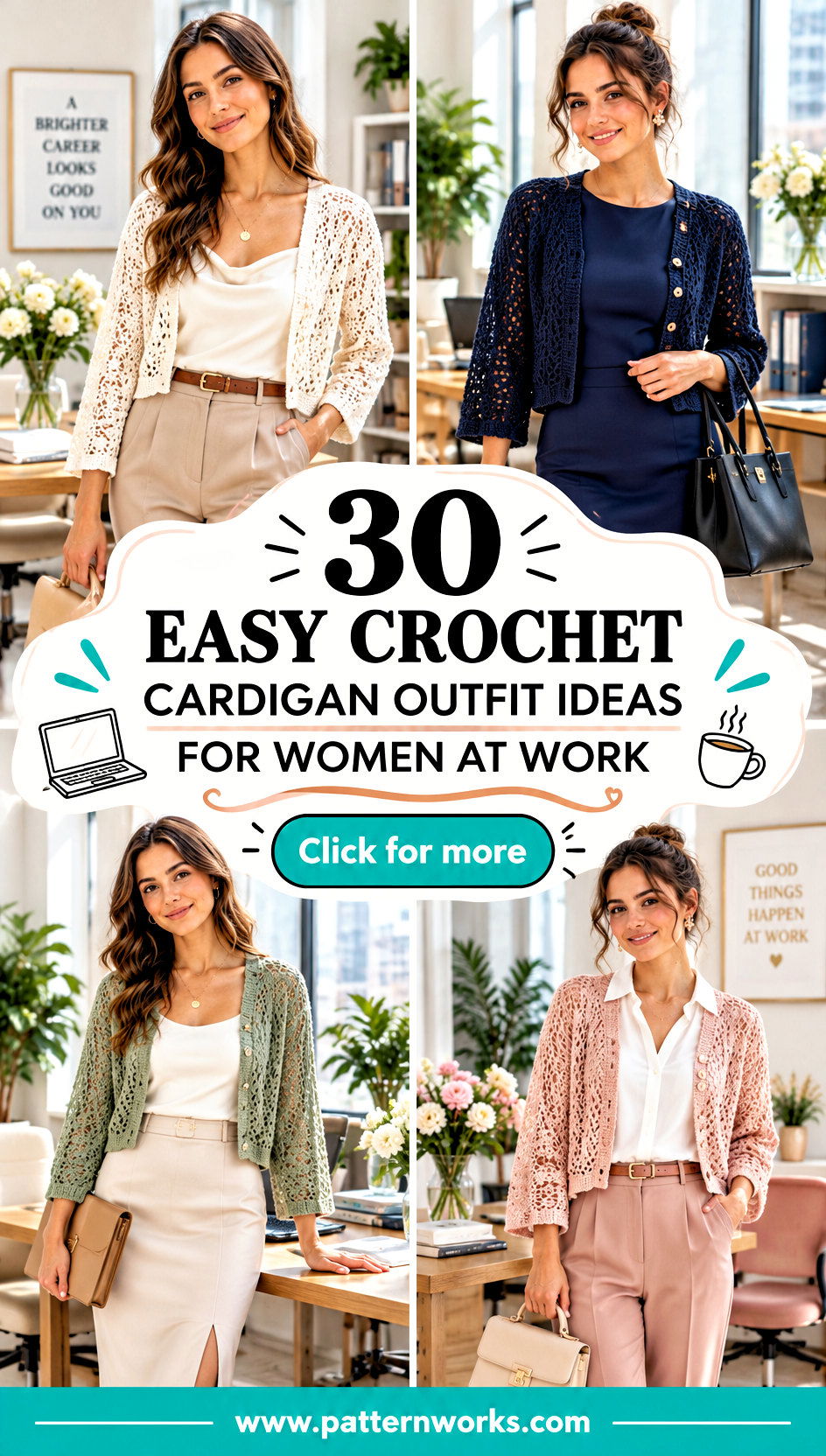30 Easy Crochet Cardigan Outfit Ideas for Women at Work - 30 Easy Crochet Cardigan Outfit Ideas for Women at Work