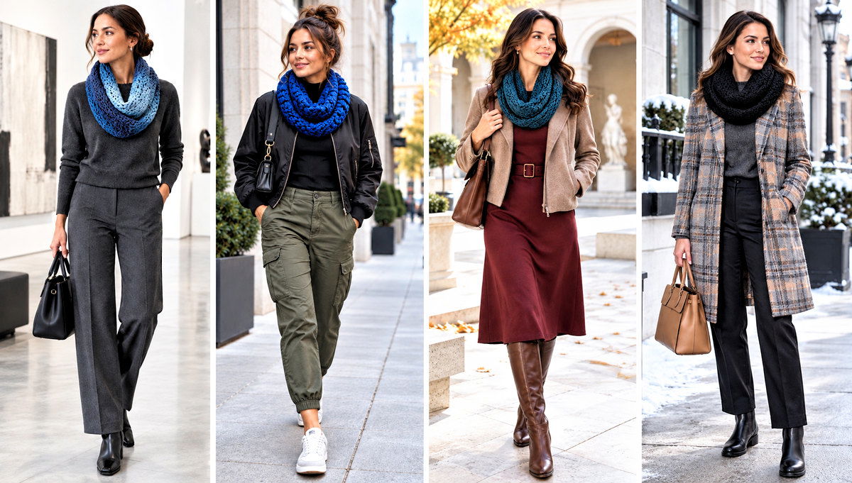 30 Easy Crochet Infinity Scarf Outfit Ideas for Fall Layers
