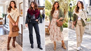 30 Easy Crochet Triangle Shawl Outfit Ideas for Cool Nights