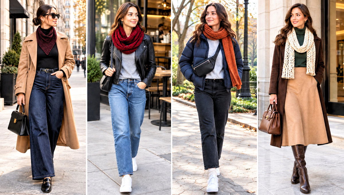 30 Fall Crochet Scarf Outfit Ideas for Layered Looks
