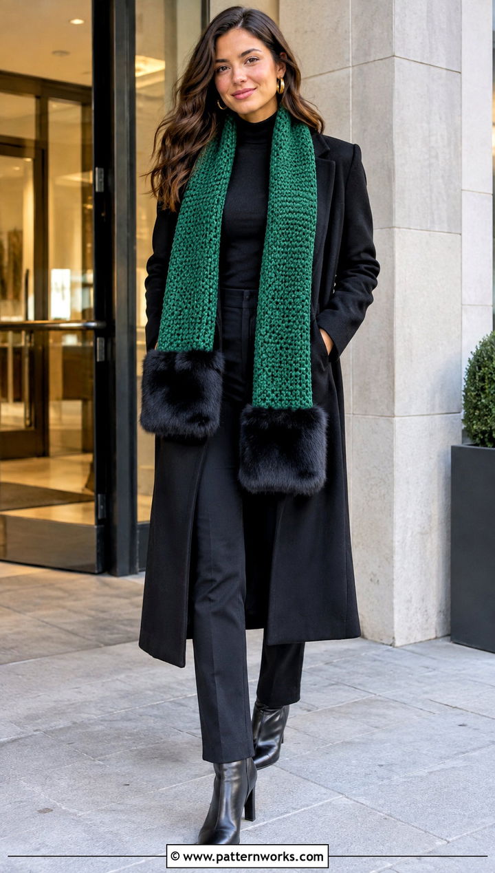 Faux Fur Trim Crochet Scarf - 24 crochet scarf design ideas