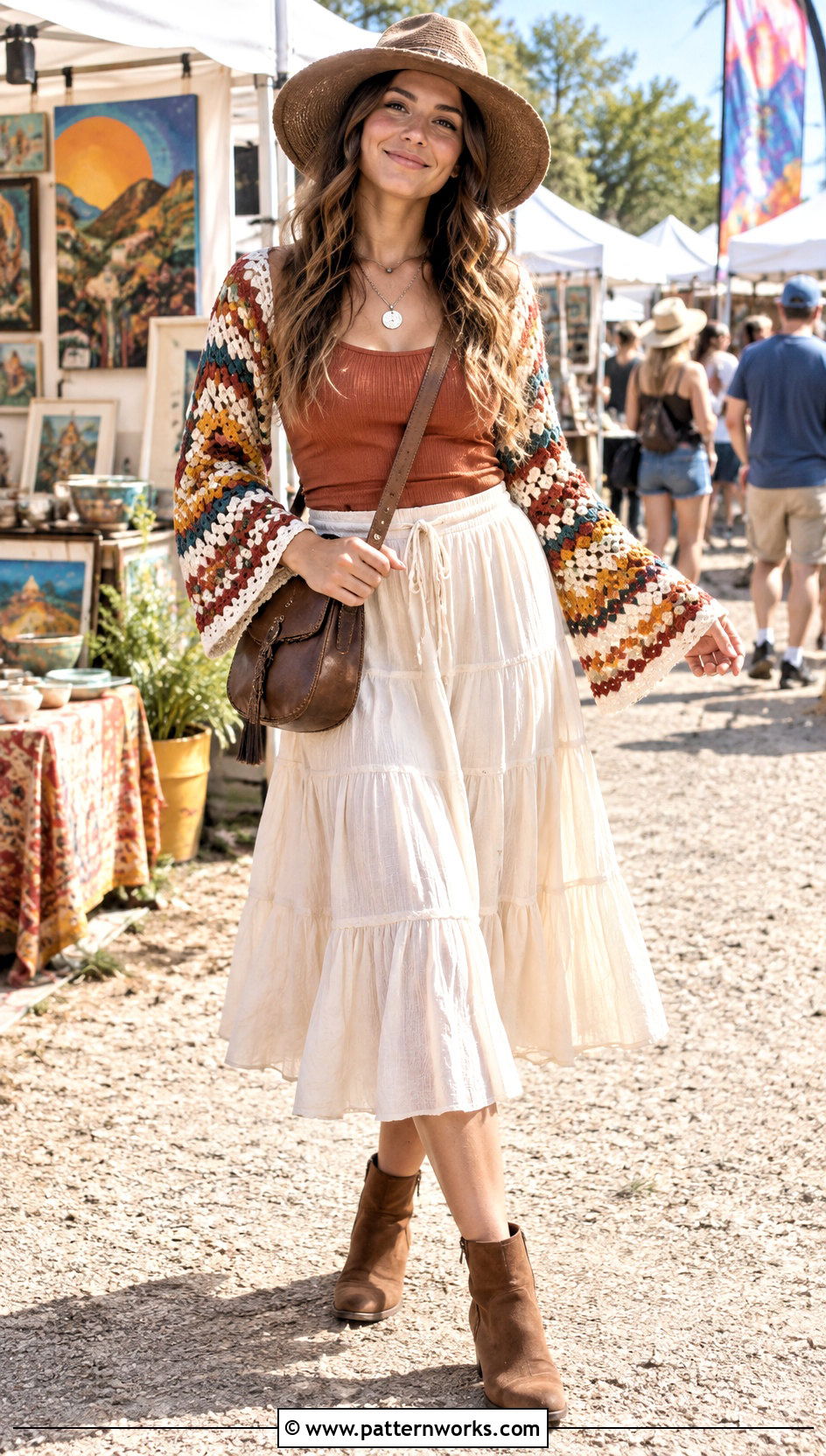 Festival Crochet Shrug Cardigan With Tiered Skirt - 24 Crochet Shrug Cardigan outfit ideas