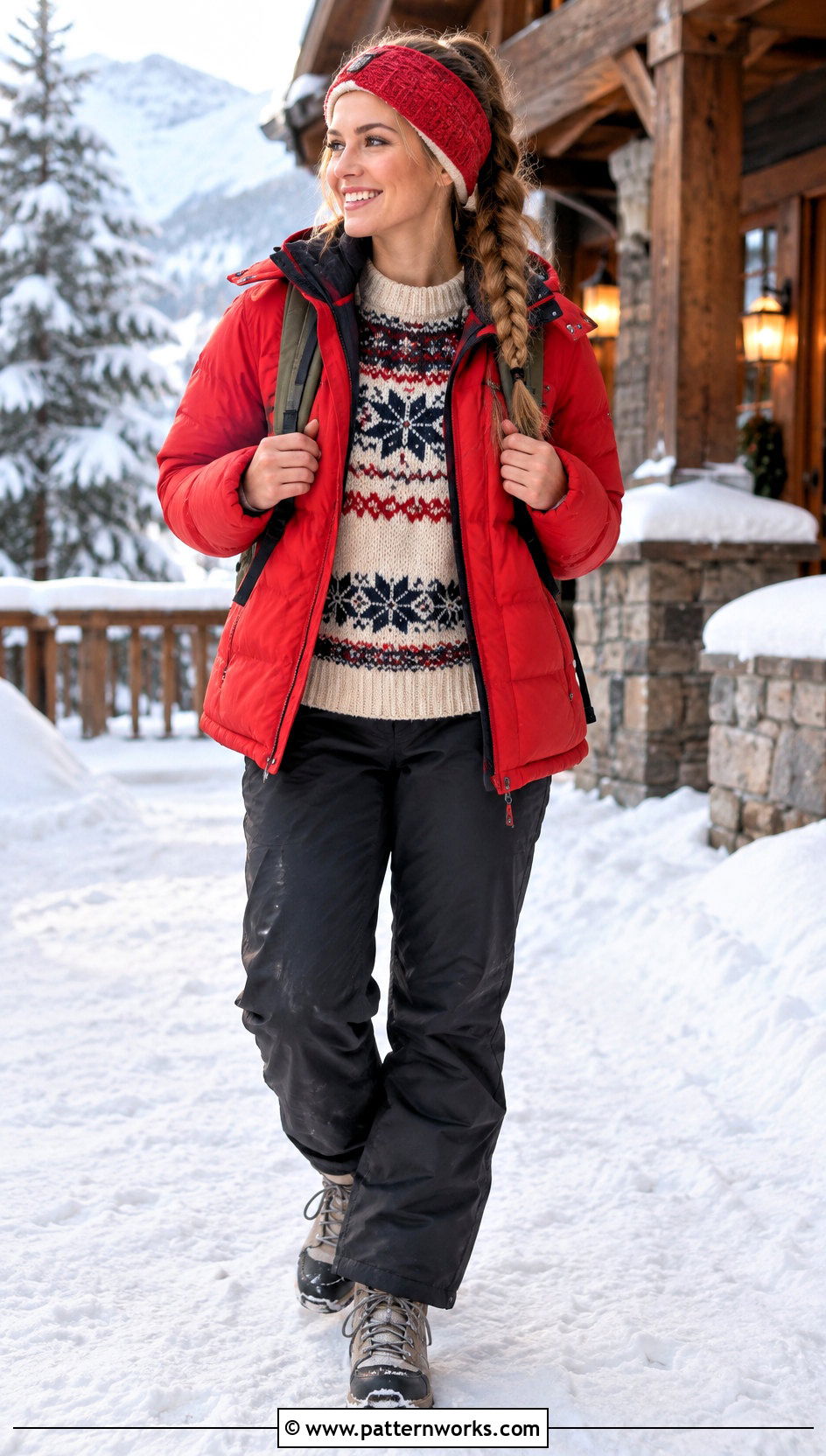 Fleece Lined Crochet Ear Warmer With Ski Lodge Outfit - 30 Easy Crochet Ear Warmer outfit ideas