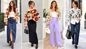 18 Floral Crochet Sweater Style Outfit Ideas for Chilly Days