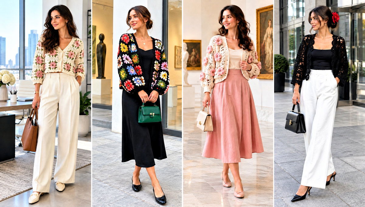 24 Flower Crochet Cardigan Outfit Ideas for Garden Parties
