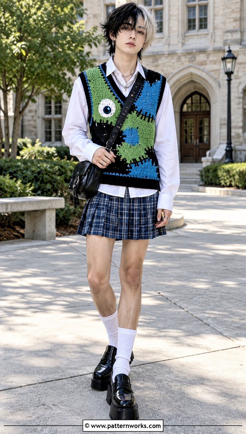 Frankie Stein Plaid Crochet Vest Outfit - 24 monster high crochet clothes and outfit ideas