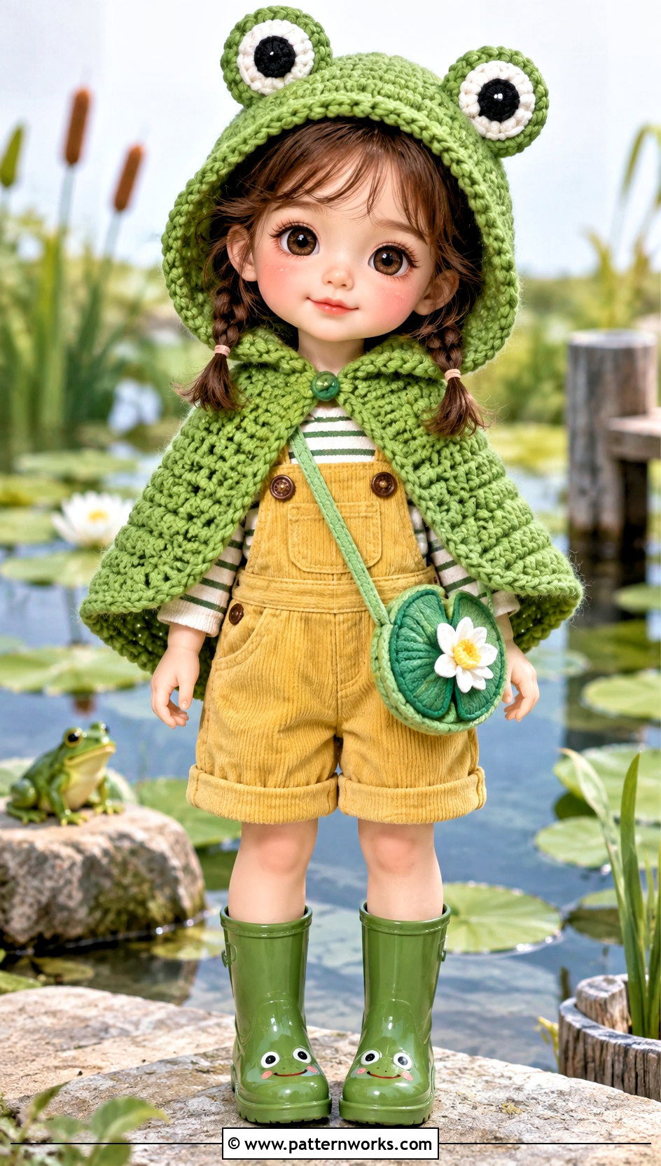 Frog Hood Crochet Doll Cape Outfit - 24 Crochet Doll Cape outfit ideas
