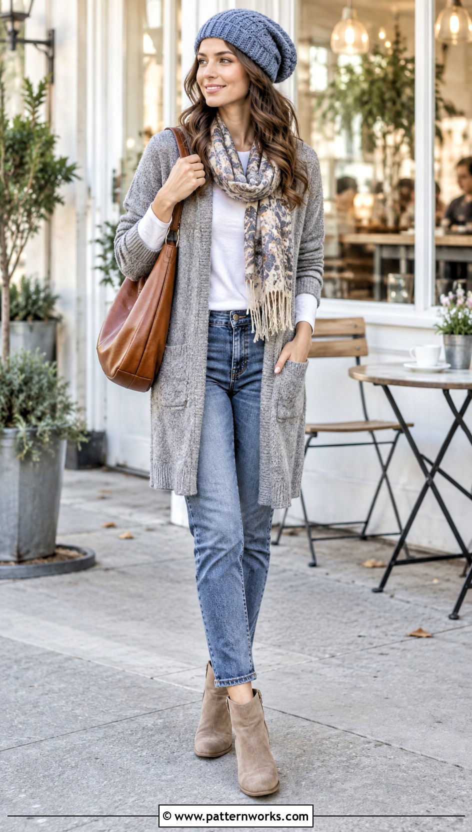 Front Post Double Crochet Hat With Long Cardigan - 18 Front Post Double Crochet Hat outfit ideas