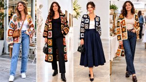 24 Giant Granny Square Sweater Outfit Ideas for Retro Flair