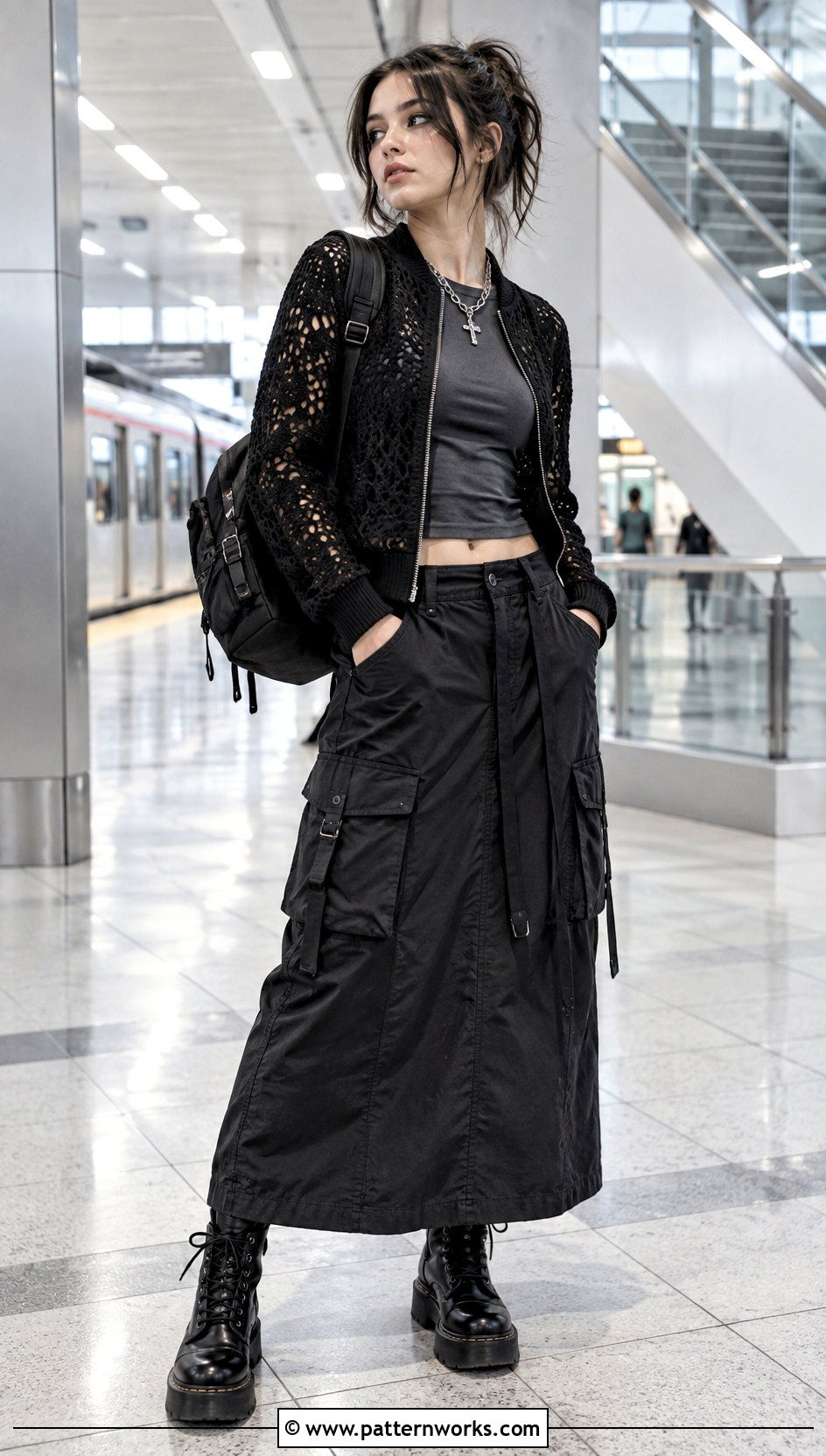 Gothic Crochet Jacket And Utility Skirt Outfit - 24 gothic crochet clothes and outfit ideas