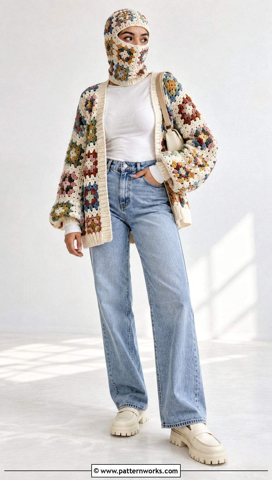 Granny Square Balaclava With Matching Cardigan - 30 granny square balaclava outfit ideas