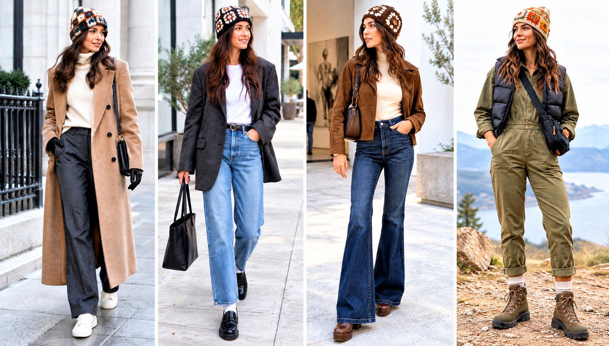 24 Granny Square Beanie Outfit Ideas for Casual Winter Looks