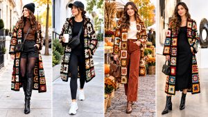 24 Granny Square Crochet Coat Outfit Ideas for Retro Style
