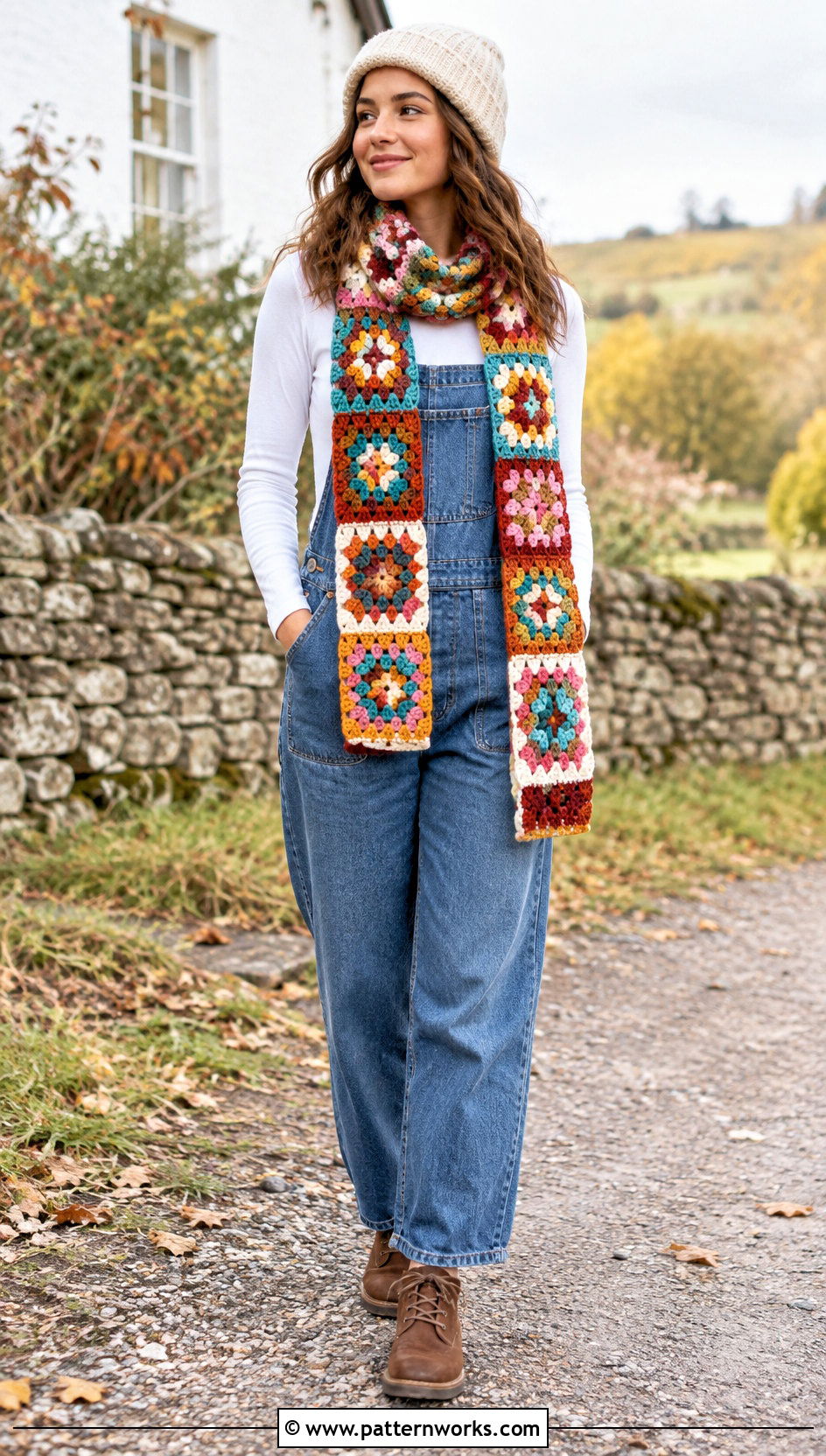Granny Square Crochet Scarf - 24 crochet scarf design ideas