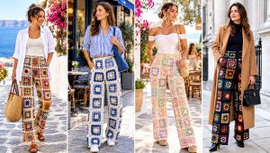 30 Granny Square Pants Outfit Ideas for Festival Season