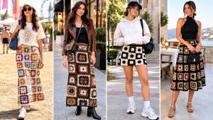 30 Granny Square Skirt Outfit Ideas for Colorful Boho Looks