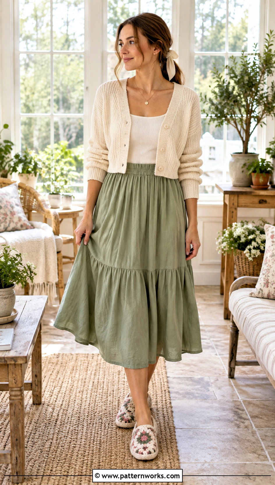 Granny Square Slipper Outfit With Midi Skirt - 18 Crochet Granny Square Slipper outfit ideas