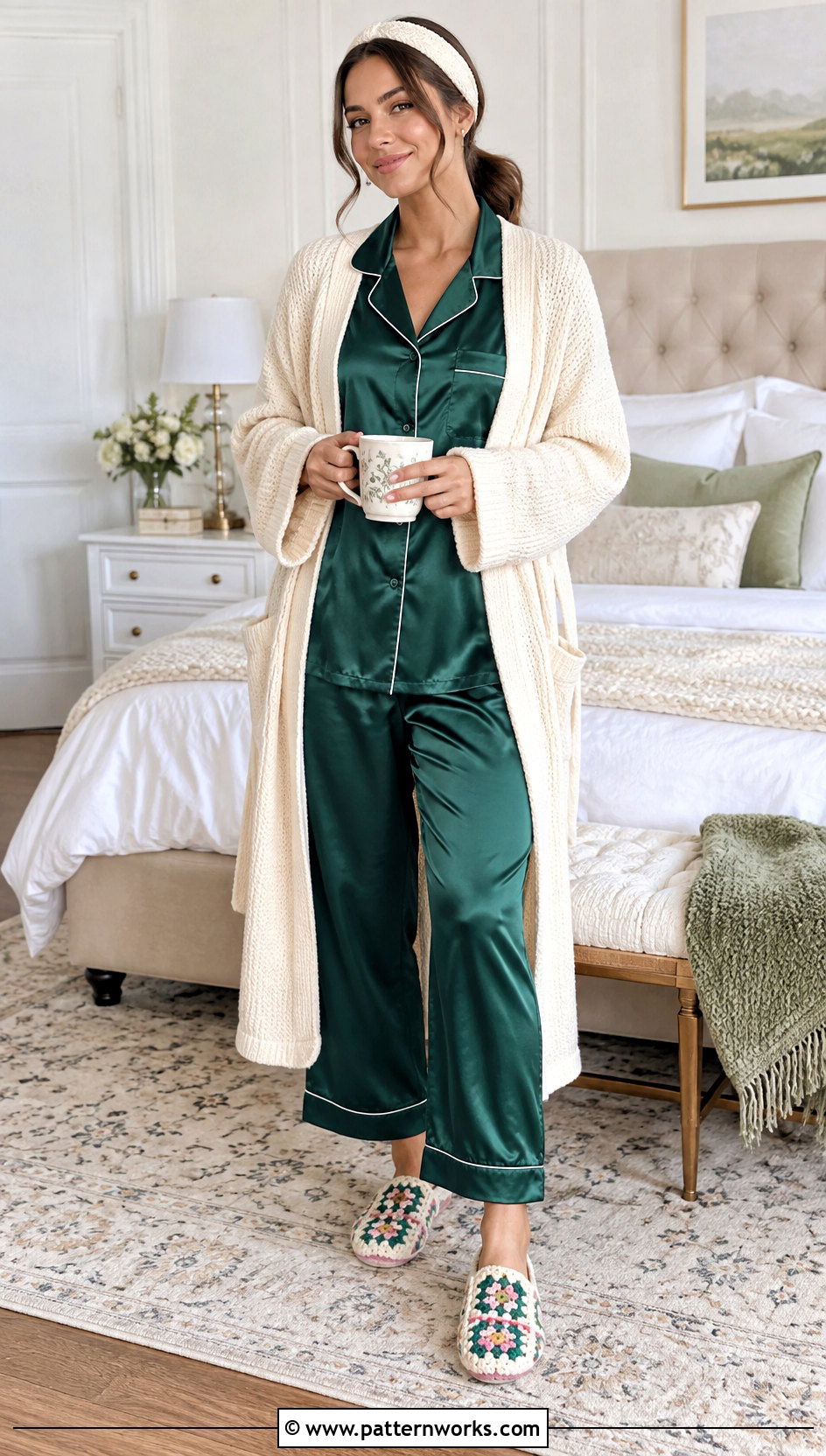 Granny Square Slipper Outfit With Satin Pajamas - 18 Crochet Granny Square Slipper outfit ideas
