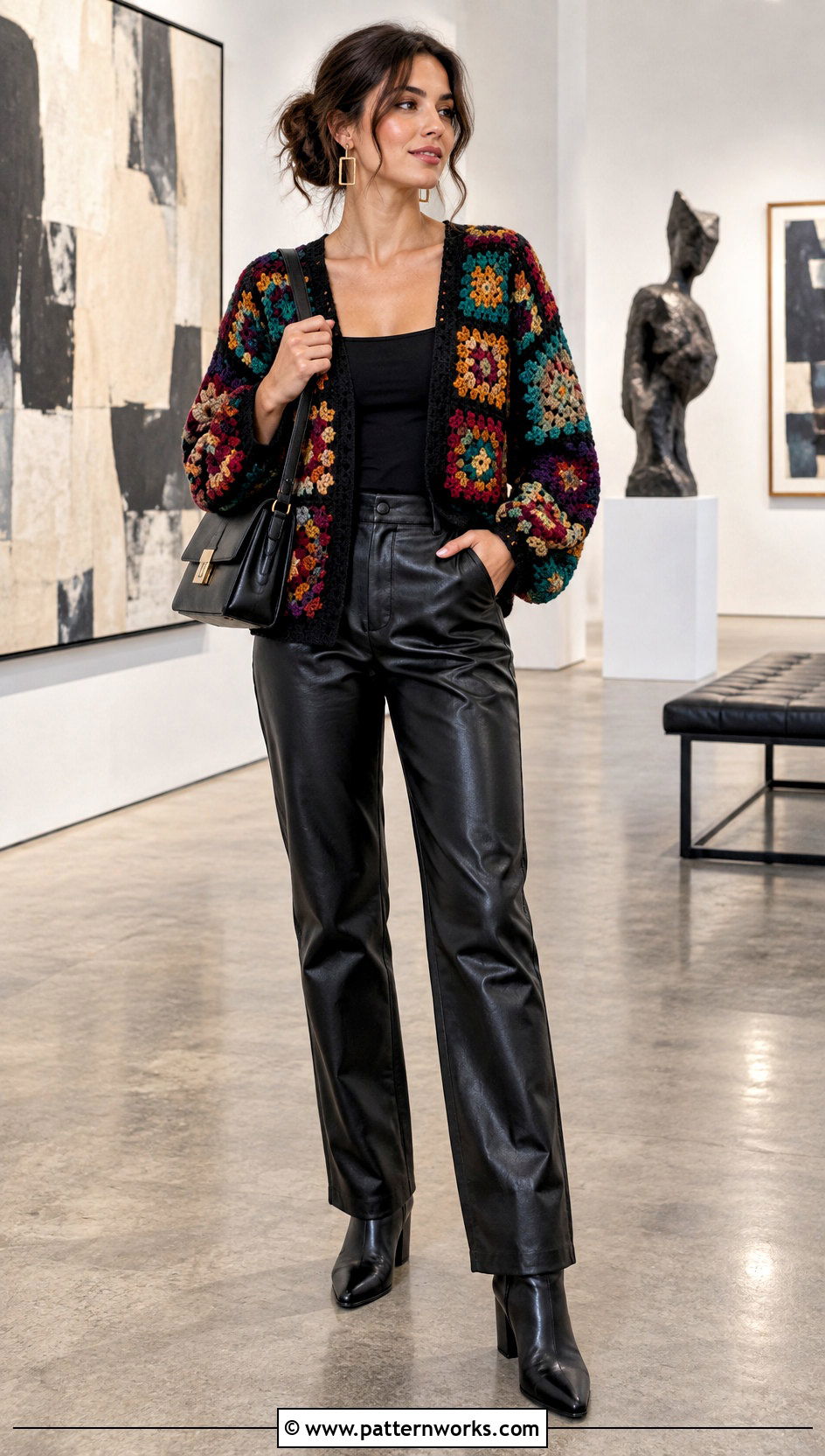 Granny Square Sweater With Leather Pants - 30 4 Granny Square Sweater outfit ideas