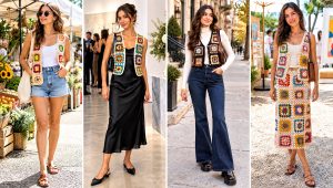 30 Granny Square Waistcoat Outfit Ideas for Boho Layers