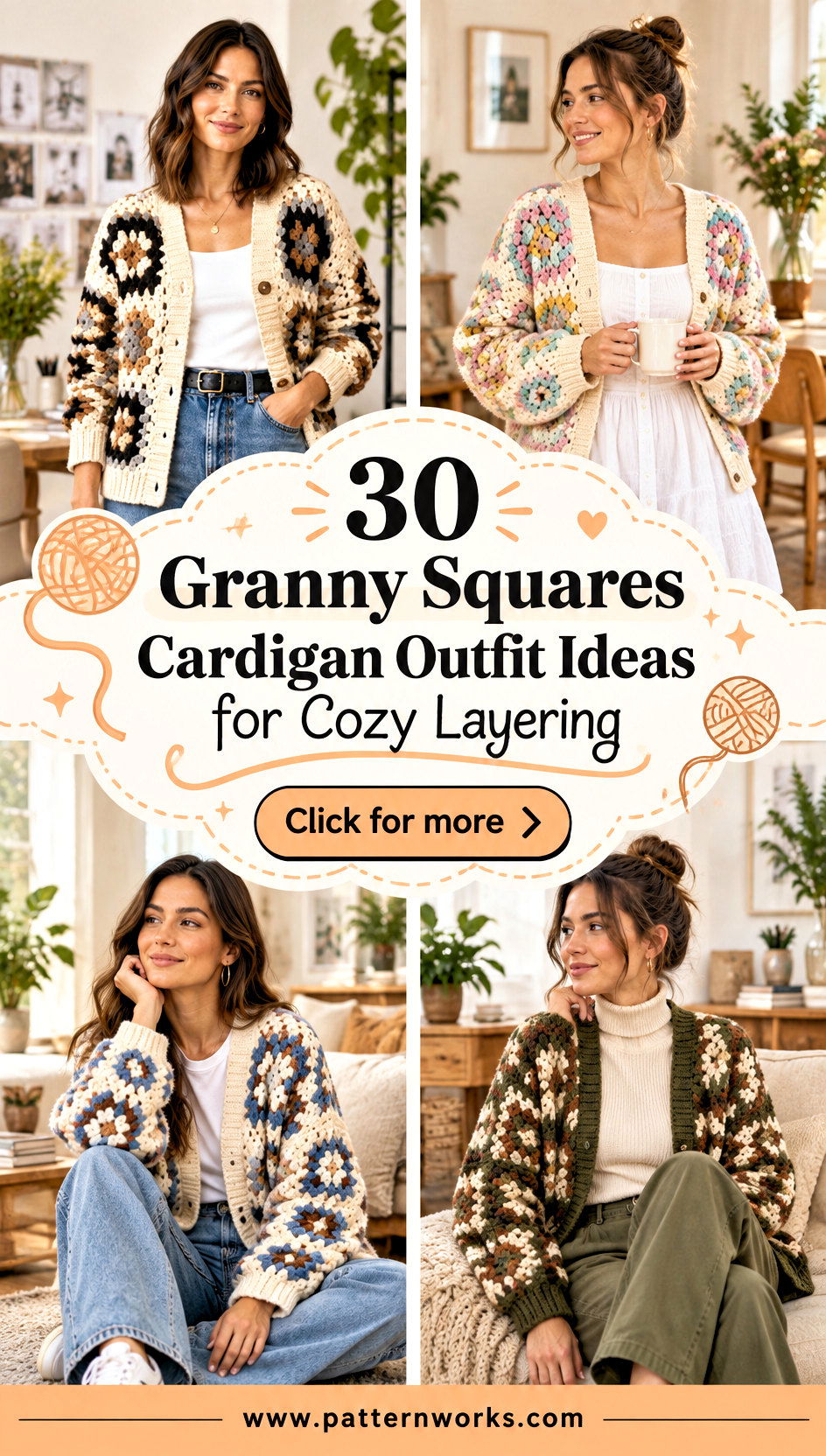 30 Granny Squares Cardigan Outfit Ideas for Cozy Layering - 30 Granny Squares Cardigan Outfit Ideas for Cozy Layering