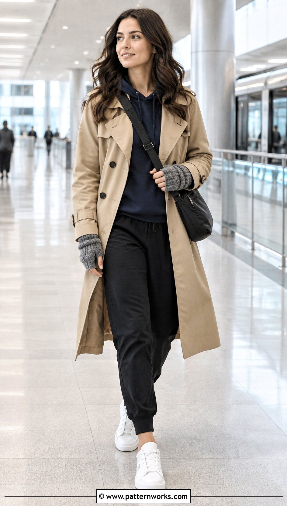 Gray Crochet Moss Stitch Fingerless Gloves With Hoodie And Trench Coat - 18 Crochet Moss Stitch Fingerless Gloves outfit ideas