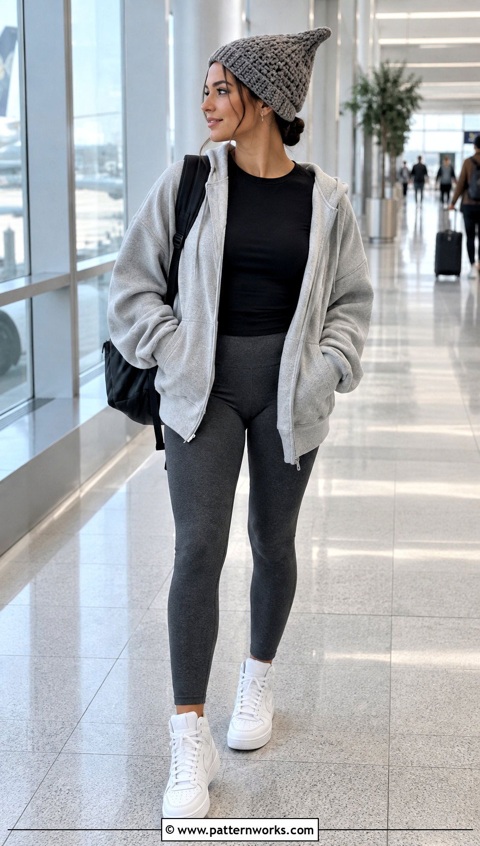 Gray Crochet Pixie Hat Outfit With Athleisure - 24 crochet pixie hat outfit ideas