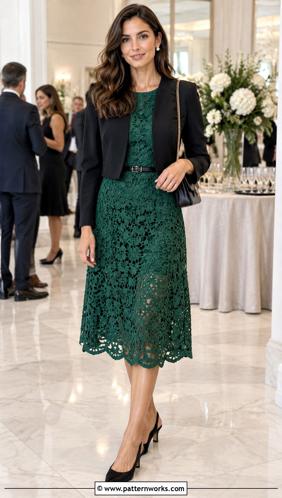 Green Chanel Crochet Dress With Black Accessories - 24 chanel crochet dress outfit ideas