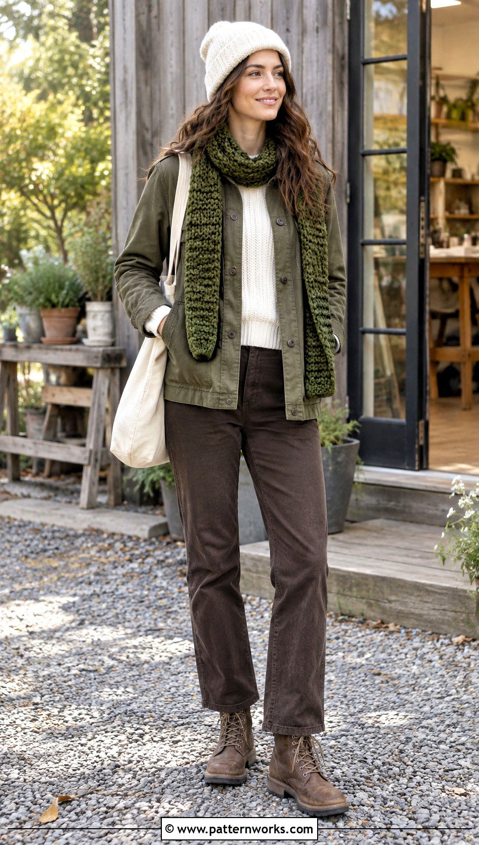 Green Chunky Crochet Scarf Outfit With Chore Jacket - 24 Chunky Yarn Crochet Scarf outfit ideas