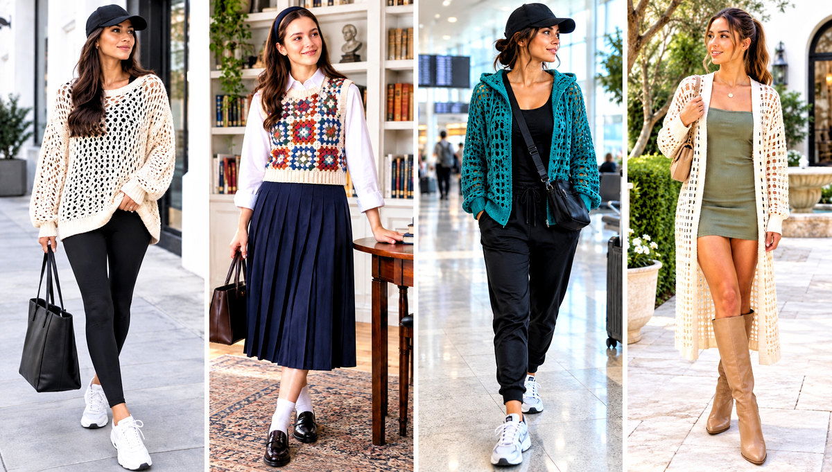 18 Grid Crochet Sweater Design Outfit Ideas for Cozy Days