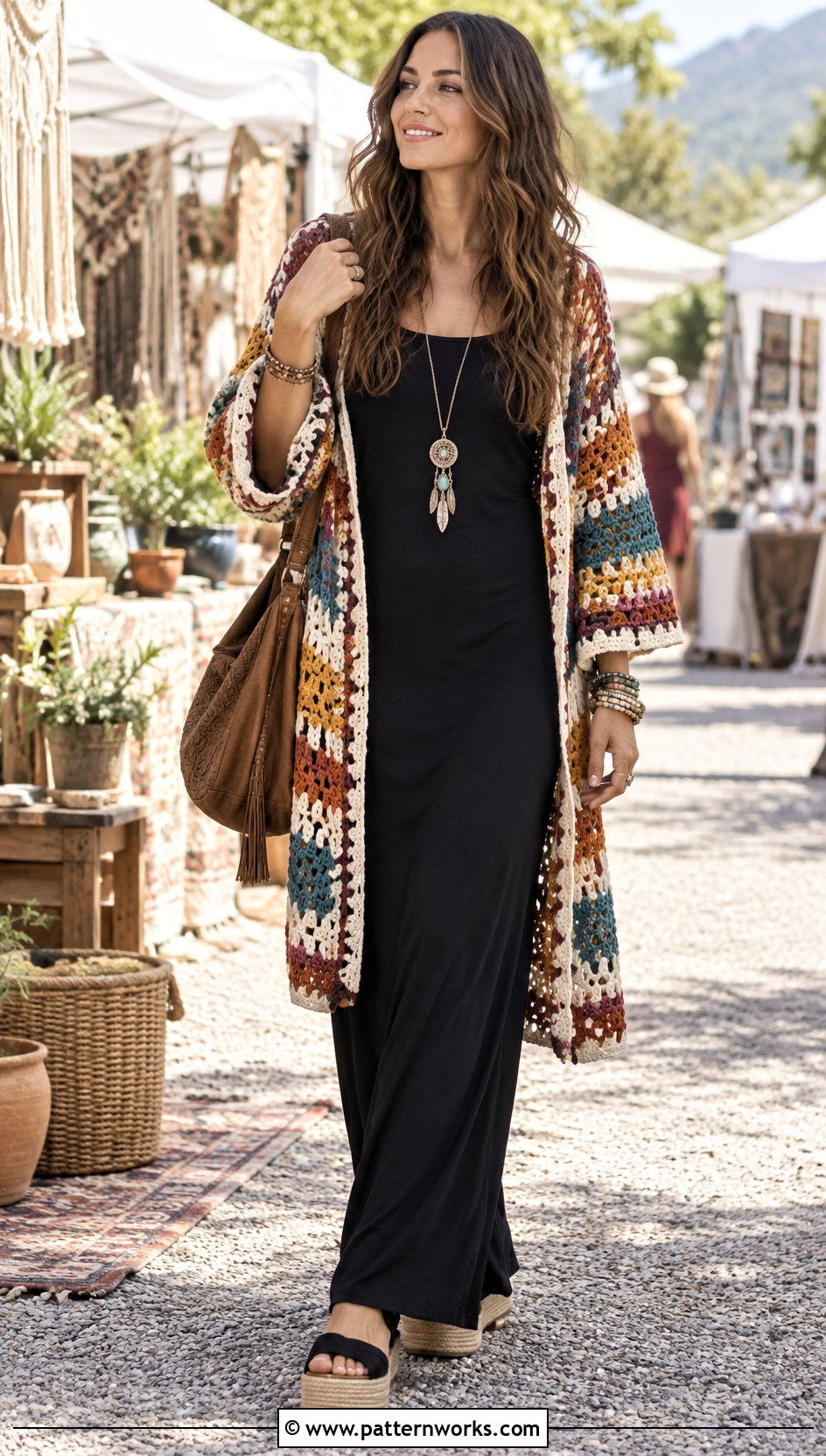 Habitat Crochet Cardigan With A Maxi Dress - 24 Habitat Crochet Cardigan outfit ideas