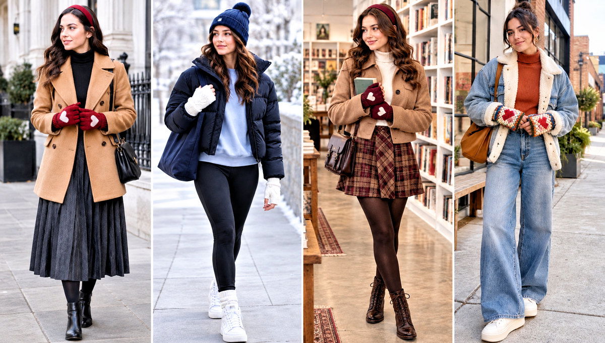 18 Heart Crochet Gloves Outfit Ideas for Winter Walks