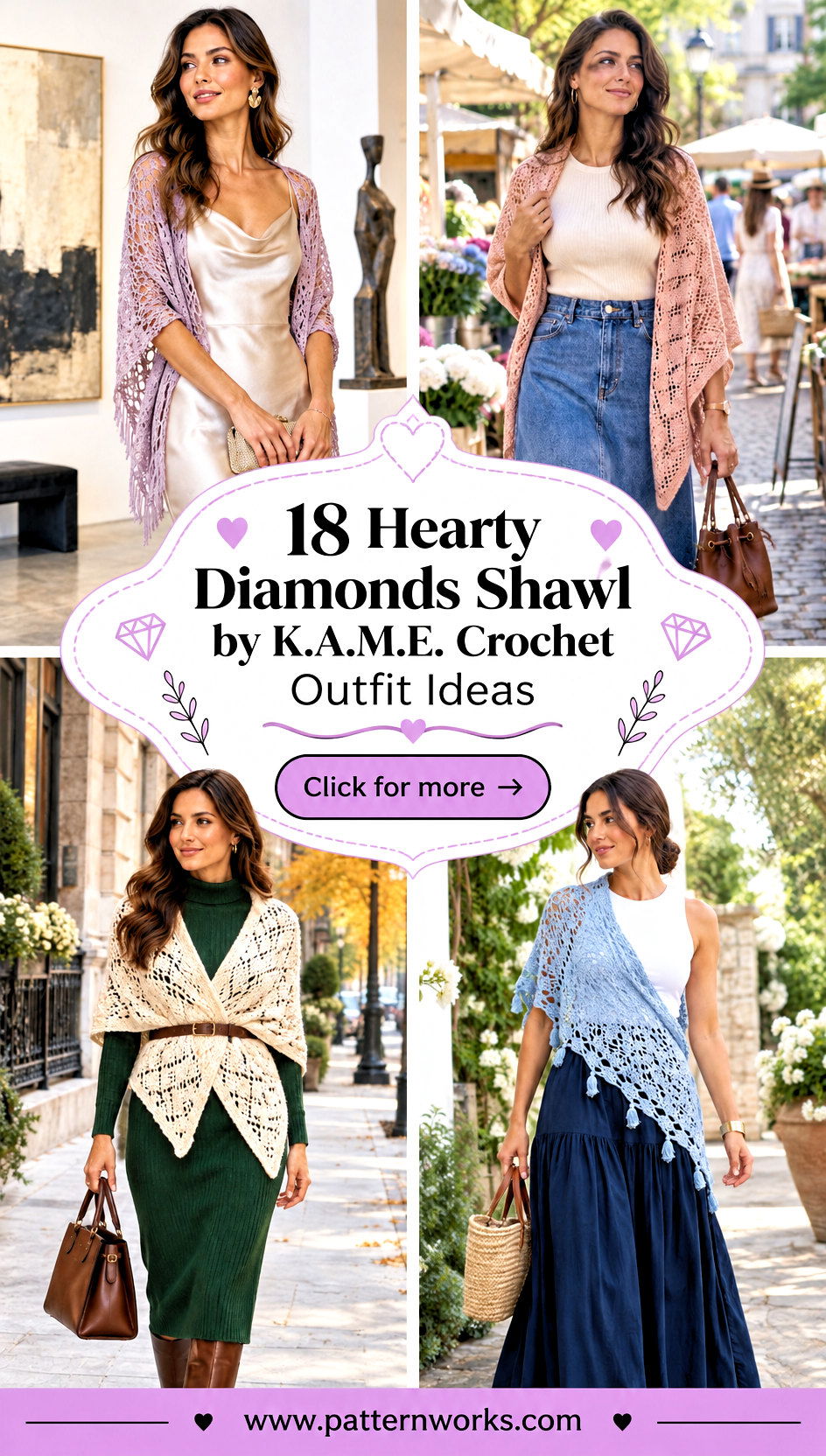18 Hearty Diamonds Shawl by K.A.M.E. Crochet Outfit Ideas - 18 Hearty Diamonds Shawl by K.A.M.E. Crochet Outfit Ideas