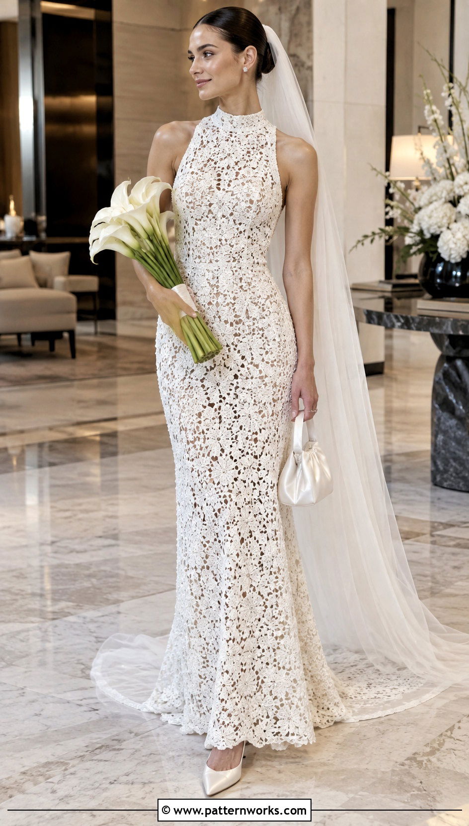 High Neck Crochet Lace Wedding Dress - 30 crochet lace wedding dress outfit ideas