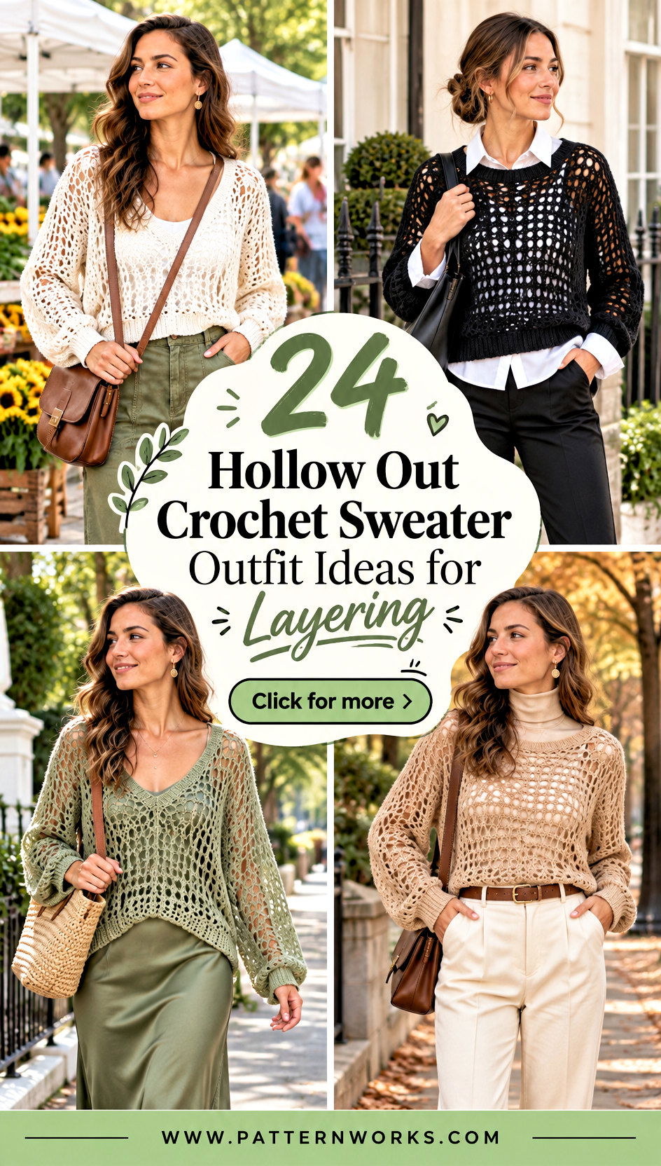 24 Hollow Out Crochet Sweater Outfit Ideas for Layering - 24 Hollow Out Crochet Sweater Outfit Ideas for Layering