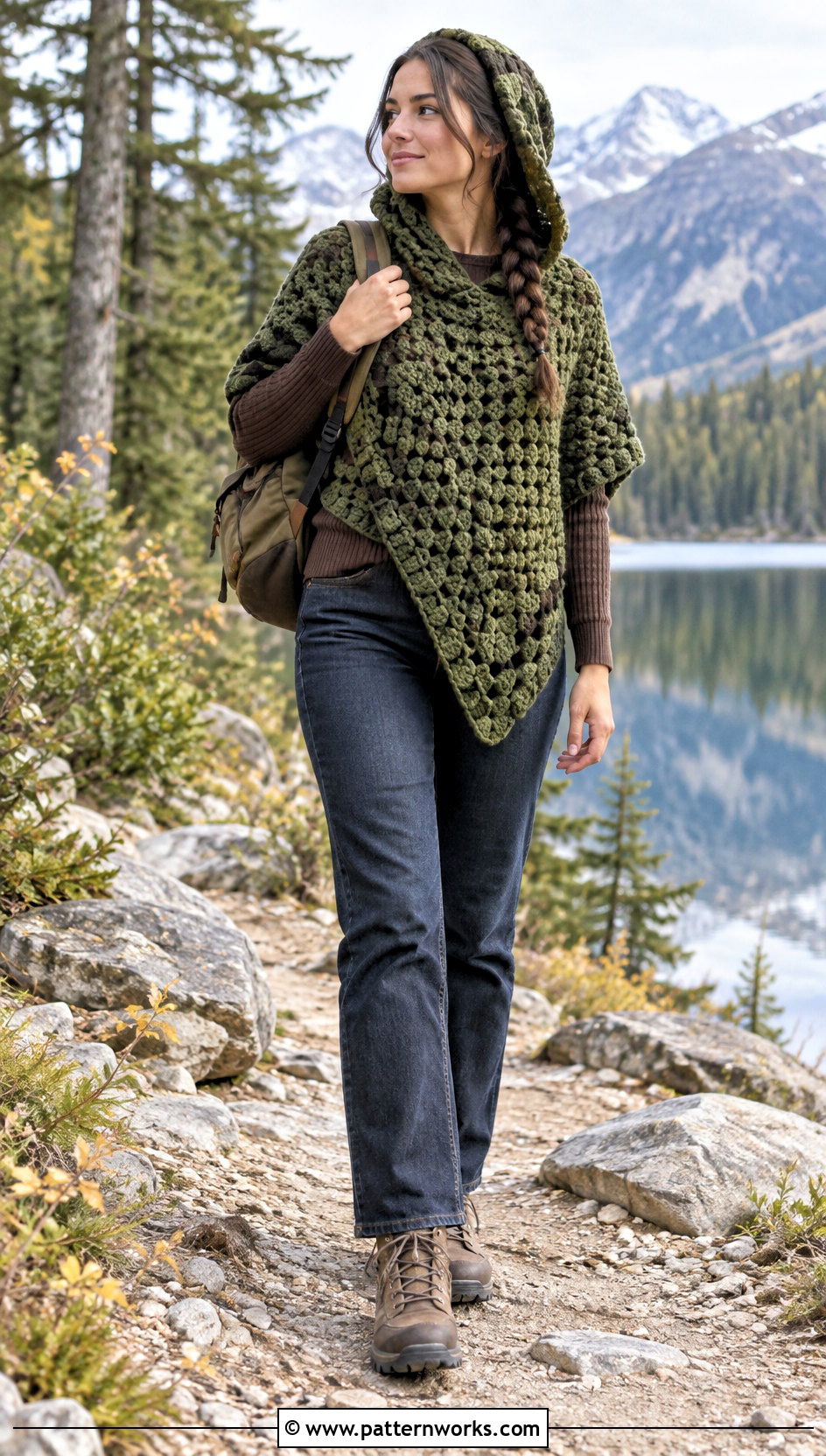 Hooded Corner To Corner Crochet Shawl With Boots - 18 Corner To Corner Crochet Shawl outfit ideas