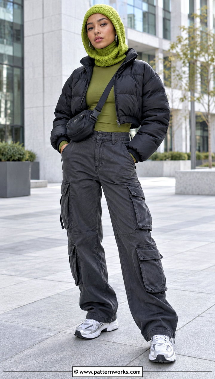 Hooded Crochet Balaclava With Cargo Pants - 24 hooded crochet balaclava outfit ideas
