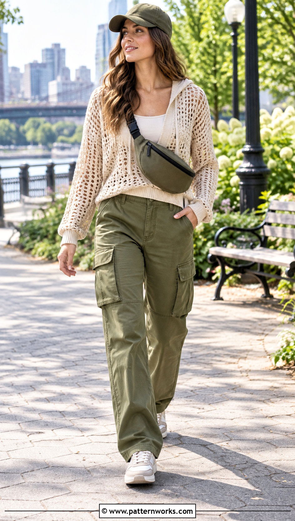 Hooded Hollow Out Crochet Sweater With Cargo Pants - 24 Hollow Out Crochet Sweater outfit ideas