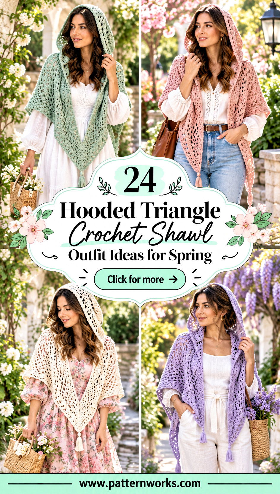 24 Hooded Triangle Crochet Shawl Outfit Ideas for Spring - 24 Hooded Triangle Crochet Shawl Outfit Ideas for Spring