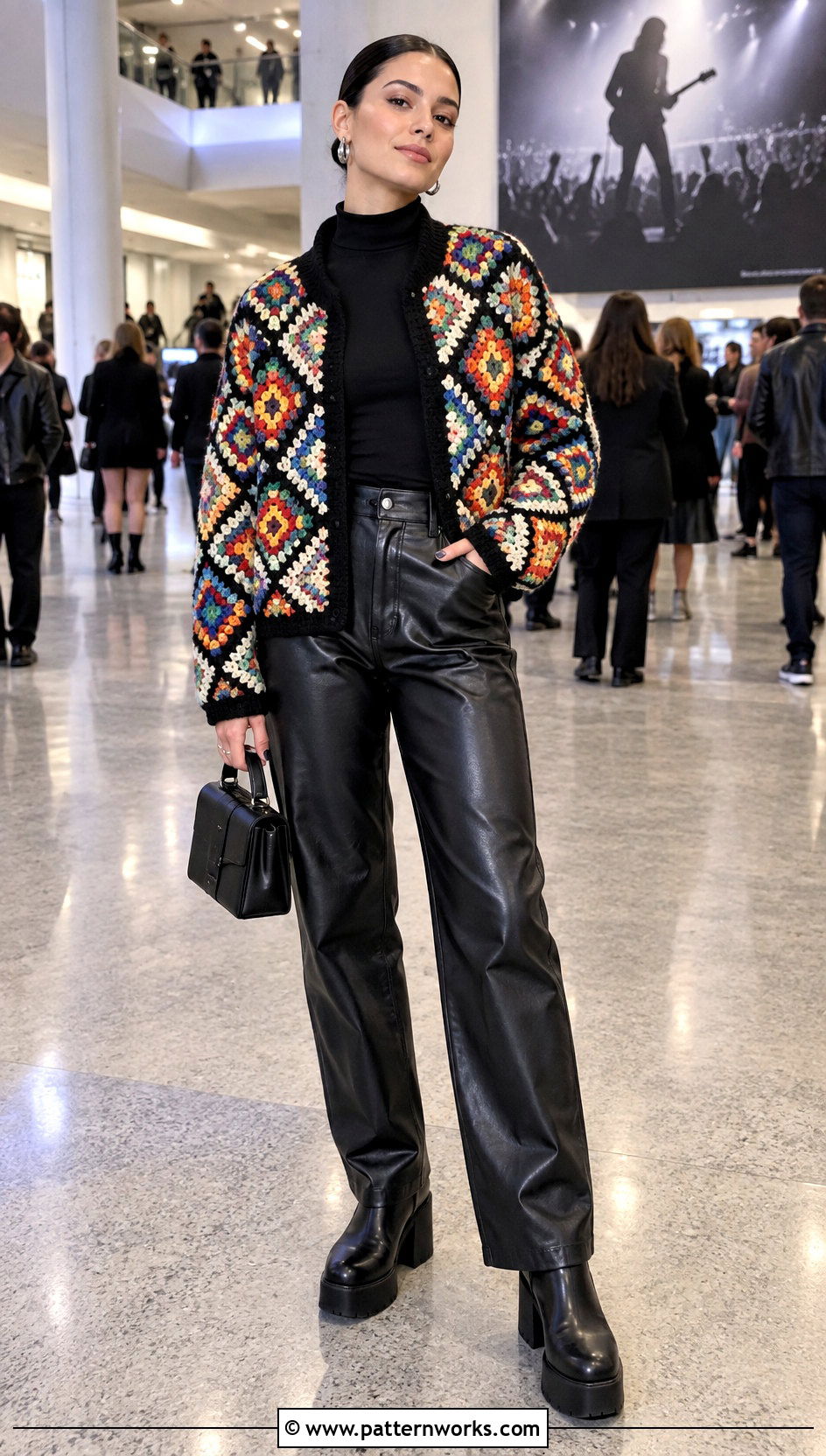 Howls Crochet Jacket With Leather Look Pants - 24 Howls Crochet Jacket outfit ideas