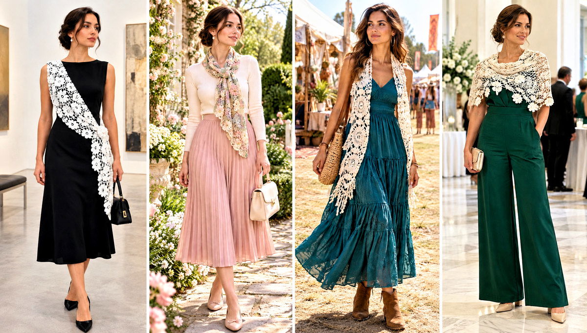 24 Irish Crochet Scarf Outfit Ideas for Cozy Layers