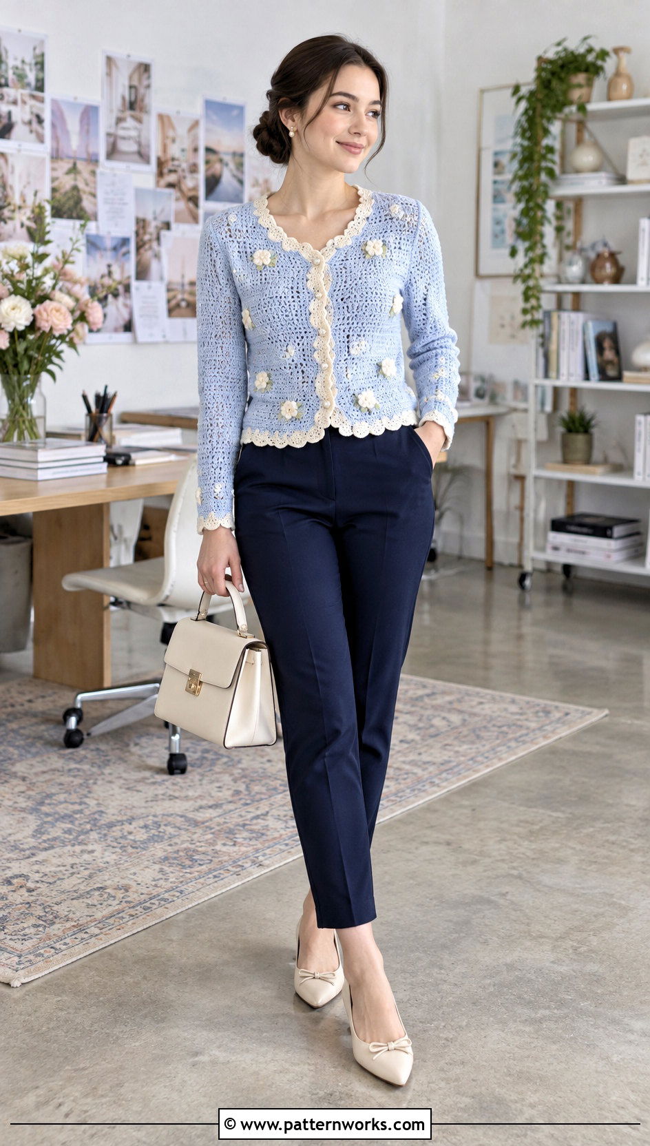 Kawaii Crochet Cardigan Outfit With Cigarette Pants - 24 kawaii crochet cardigan outfit ideas