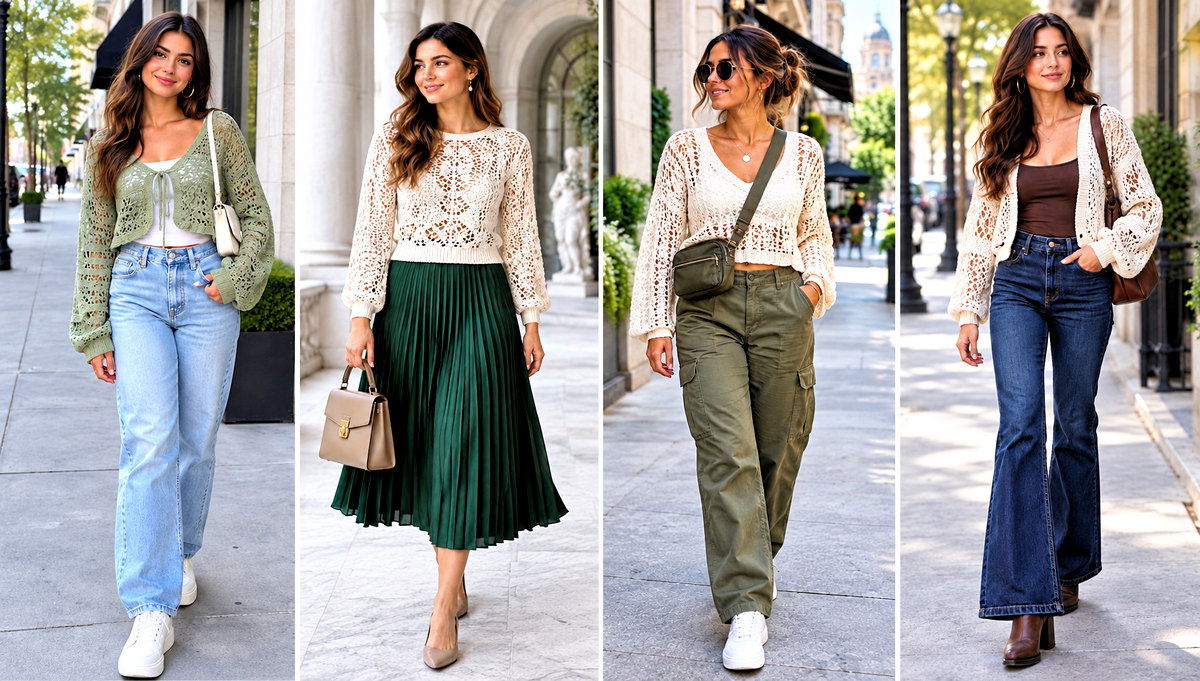 24 Lacy Crochet Sweater Outfit Ideas for Cool Evenings