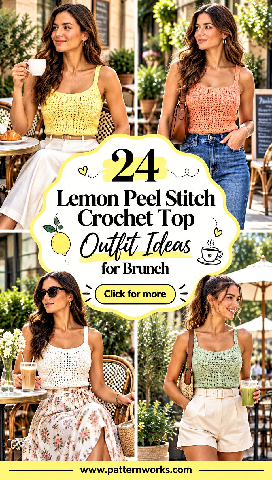 24 Lemon Peel Stitch Crochet Top Outfit Ideas for Brunch - 24 Lemon Peel Stitch Crochet Top Outfit Ideas for Brunch