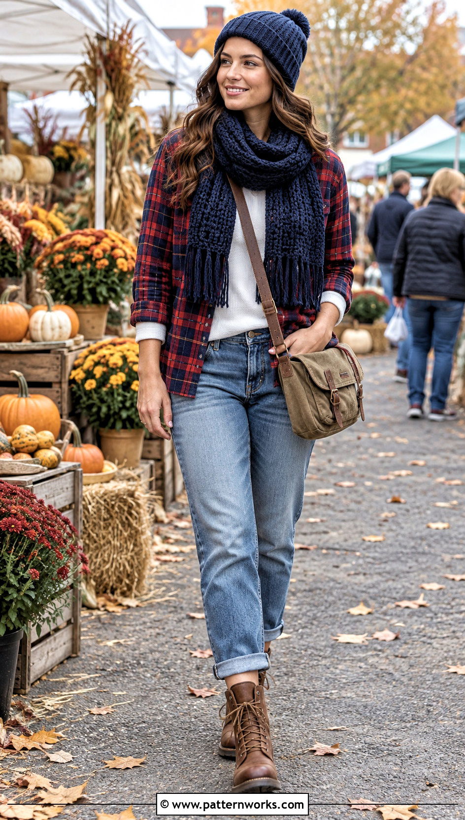 Lemon Peel Stitch Scarf Outfit With Flannel Shirt - 18 Crochet Lemon Peel Stitch Scarf outfit ideas