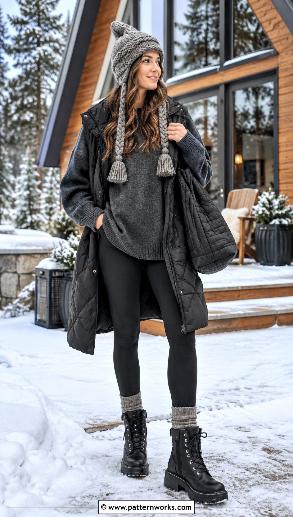 Long Crochet Ear Flap Hat Outfit With Oversized Sweater - 24 crochet adult ear flap hat outfit ideas