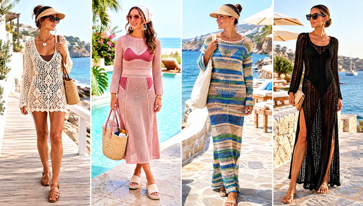 18 Long Sleeve Crochet Beach Dress Outfit Ideas for Summer