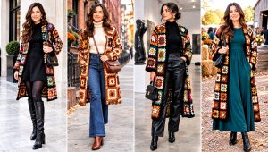 18 Long Square Affair Crochet Jacket Outfit Ideas for Fall